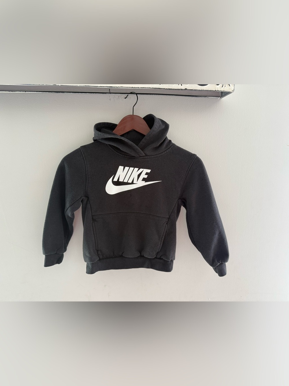 Nike Kids Black Hoodie with White Logo